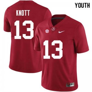 NCAA Youth Alabama Crimson Tide #13 Nigel Knott Stitched College Nike Authentic Crimson Football Jersey TD17Z82OR